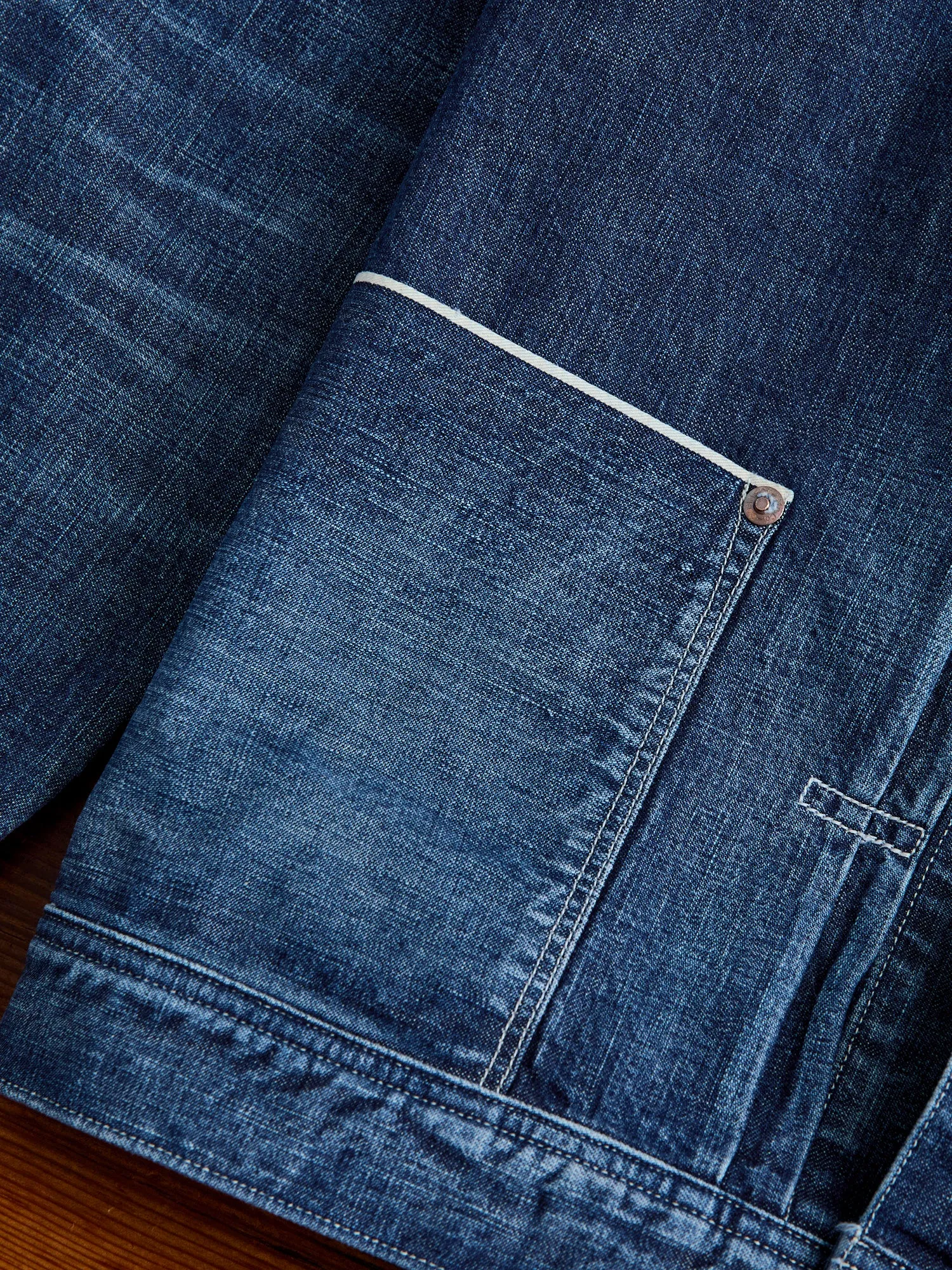 10.5oz Selvedge Denim Miner's Jacket in Washed Indigo