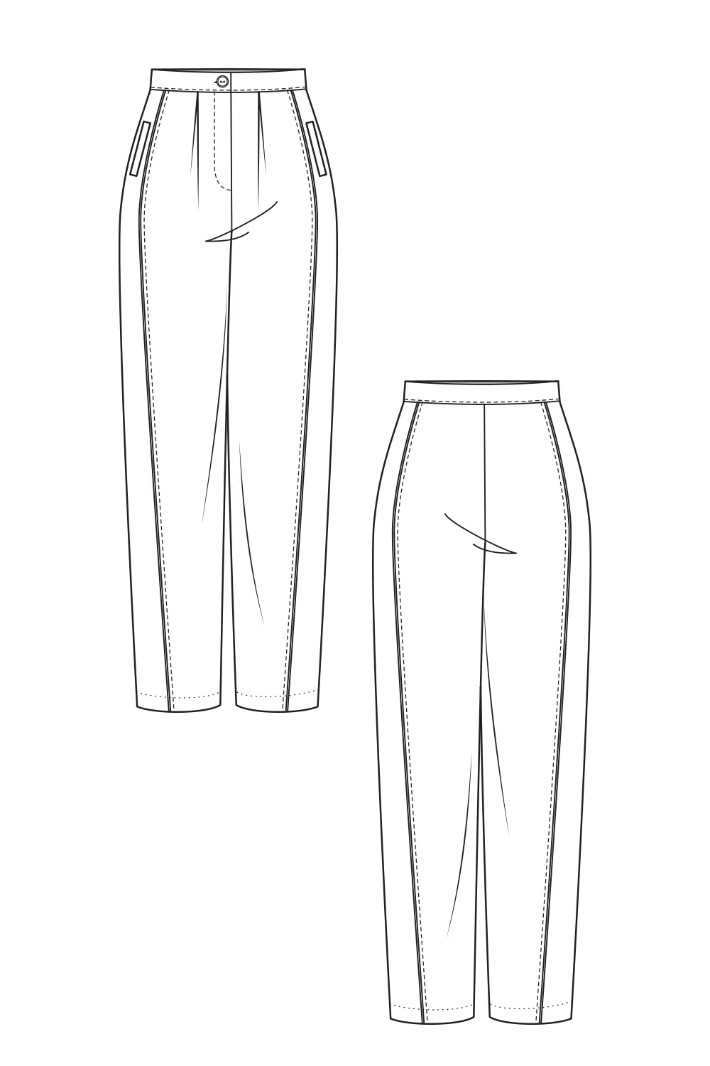 70-13 SHIFT Wide barrel-style pants with longitudinal seams