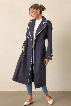 A Crazy Idea Navy RicRac Trench Coat