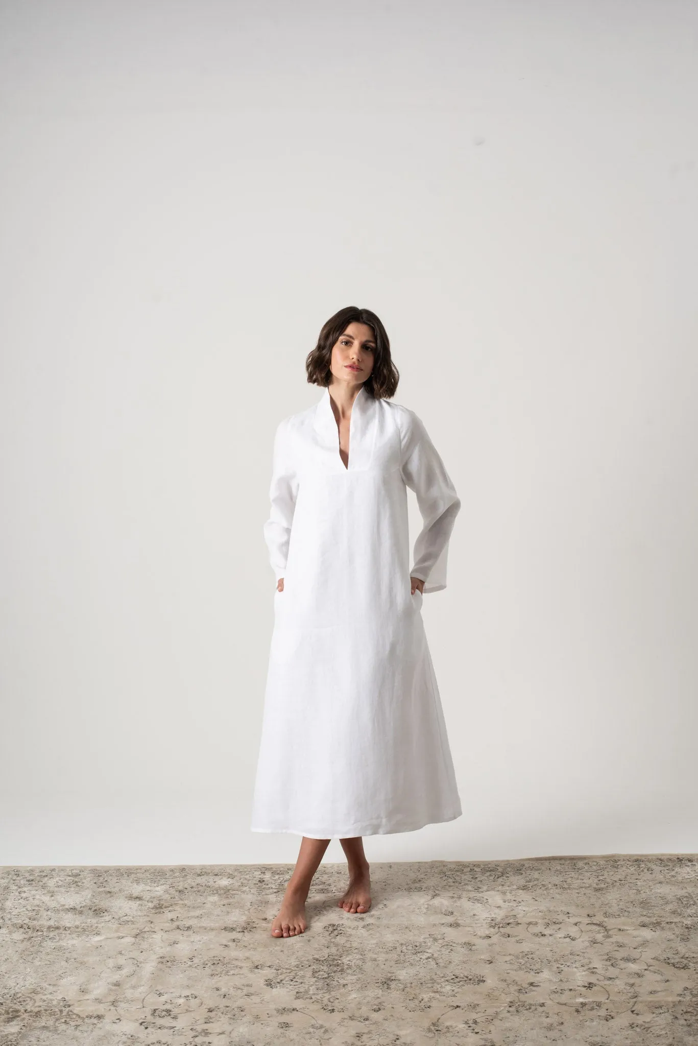 Alarik Linen Kaftan White