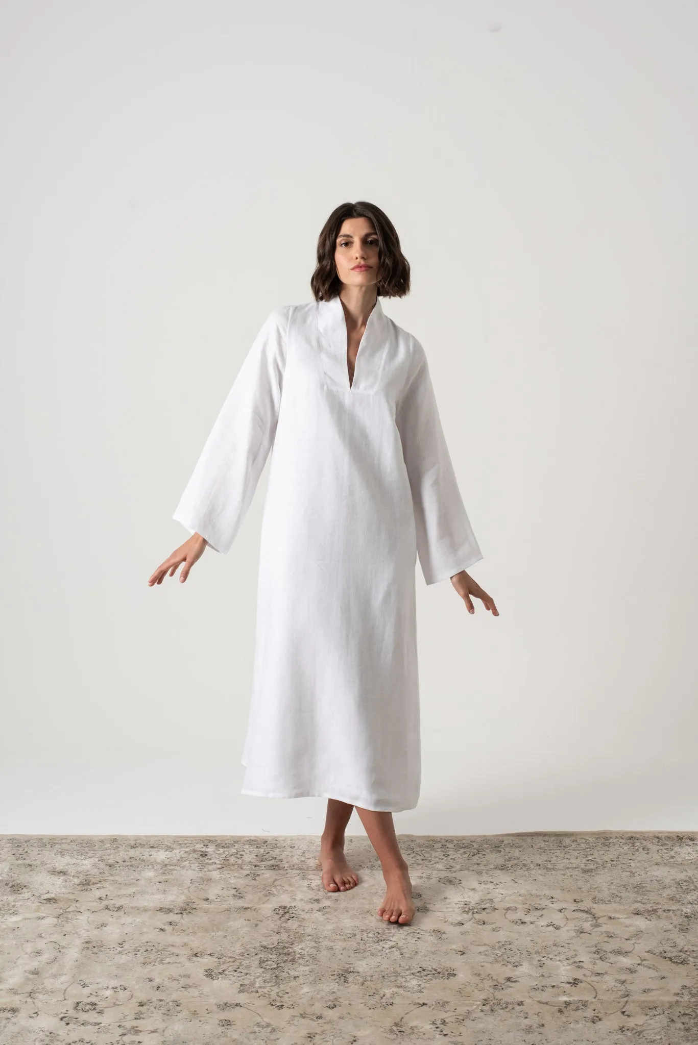 Alarik Linen Kaftan White