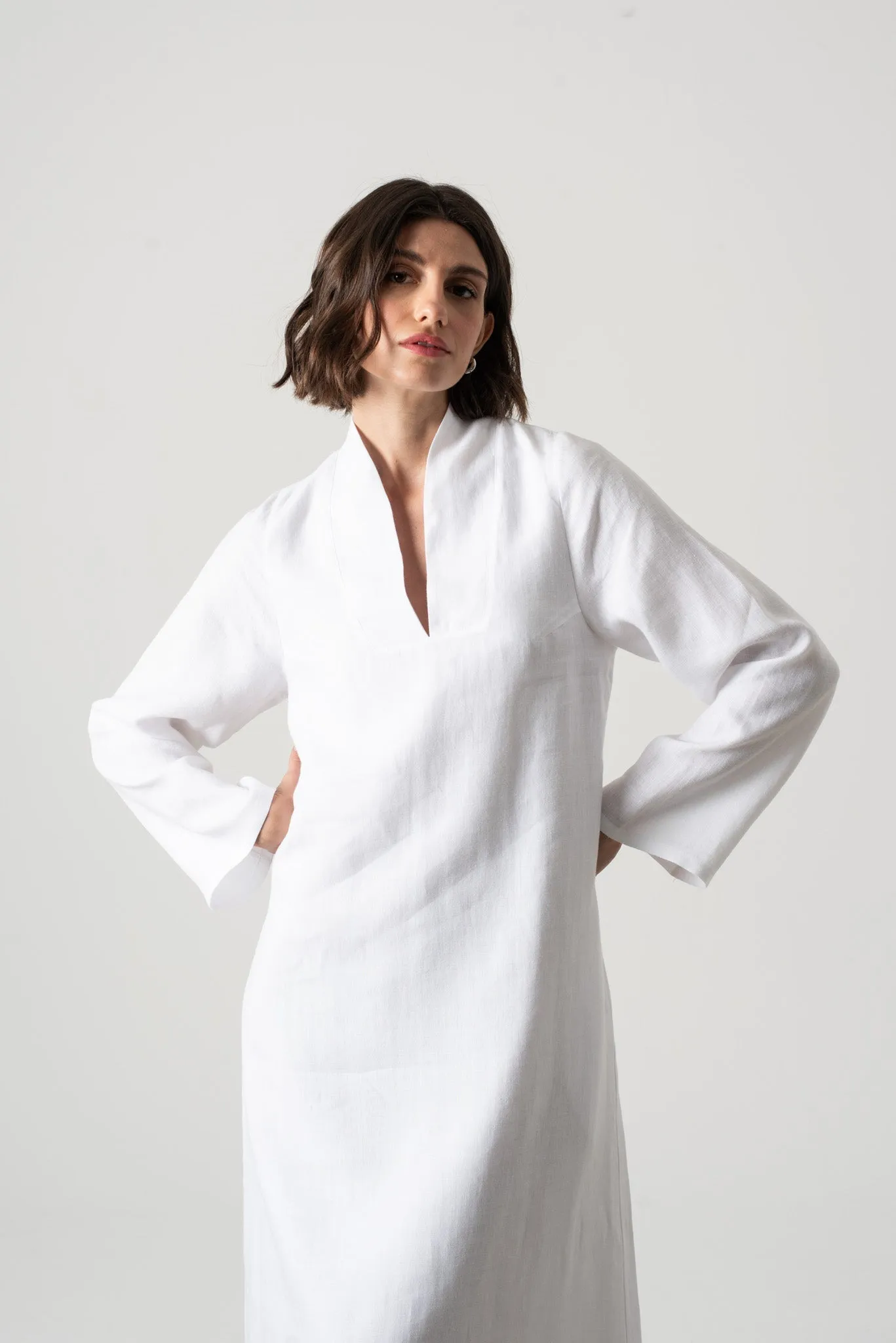 Alarik Linen Kaftan White