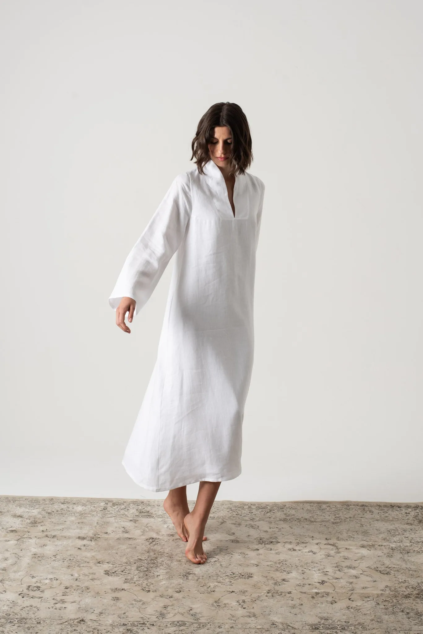 Alarik Linen Kaftan White