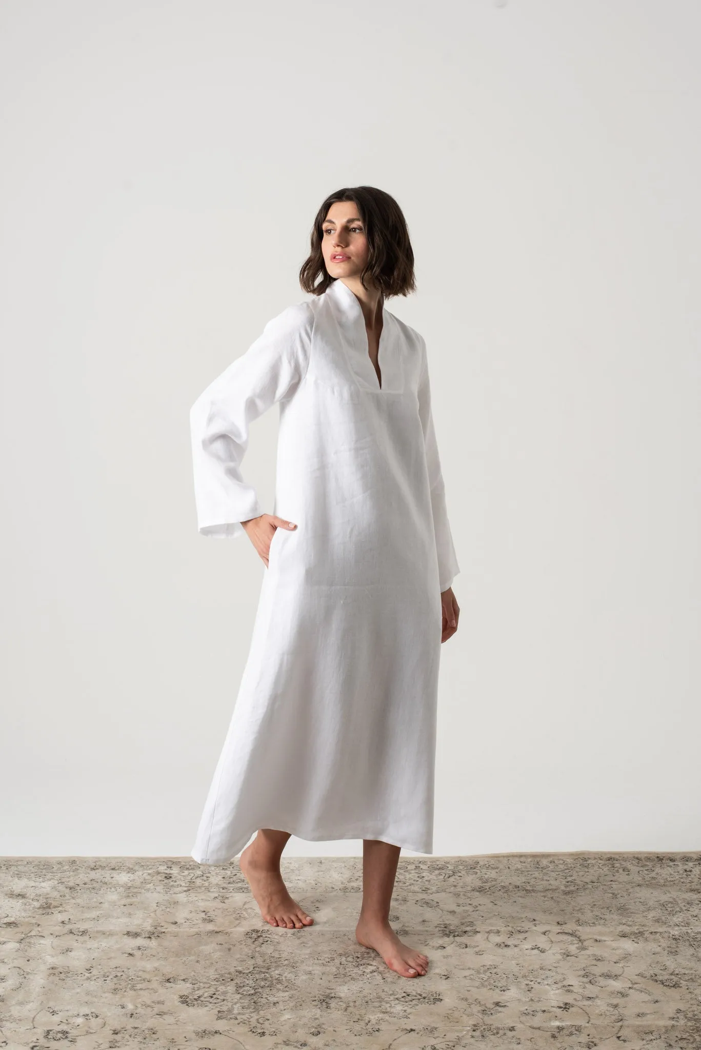 Alarik Linen Kaftan White