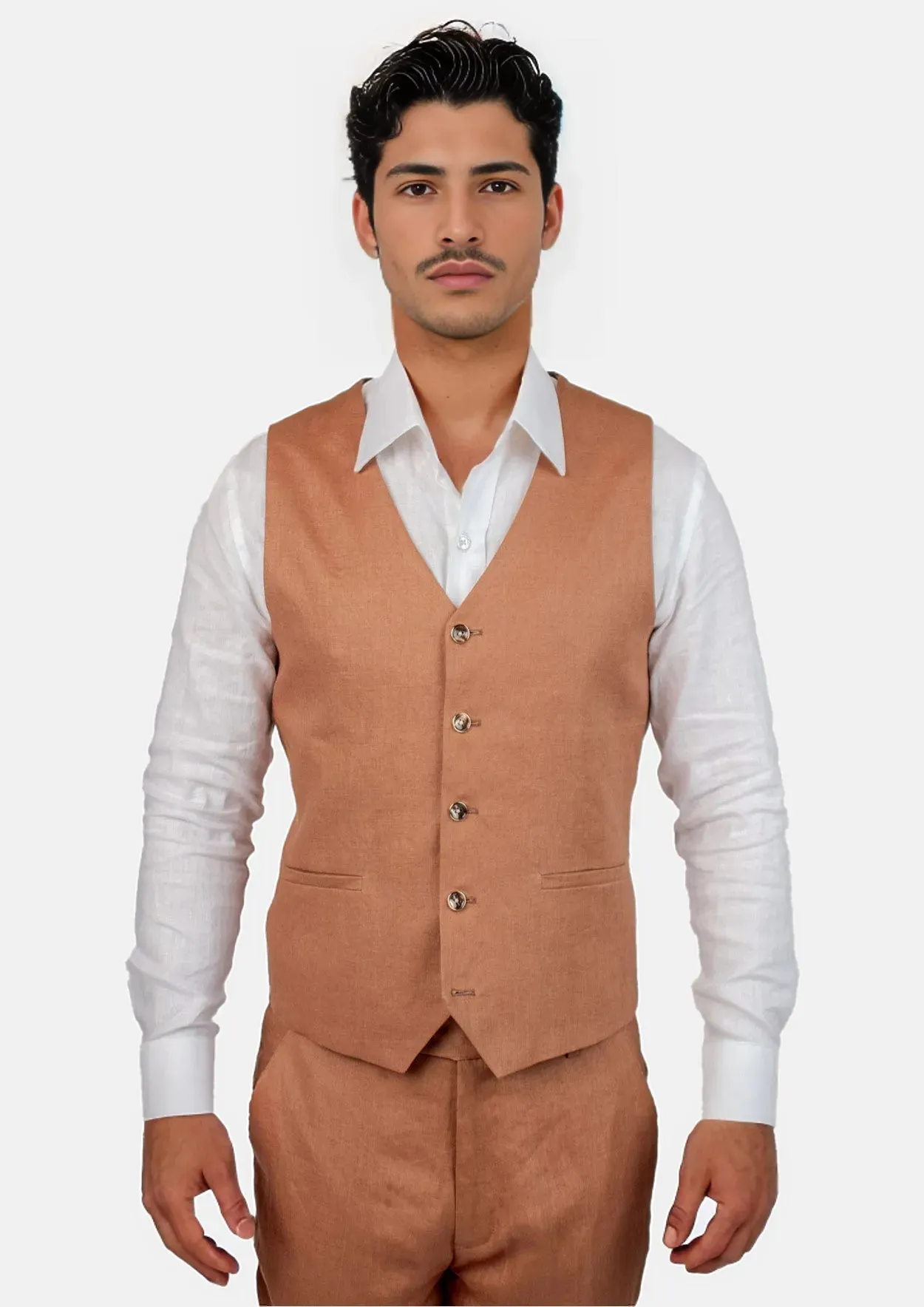 Amber Brown Linen Vest