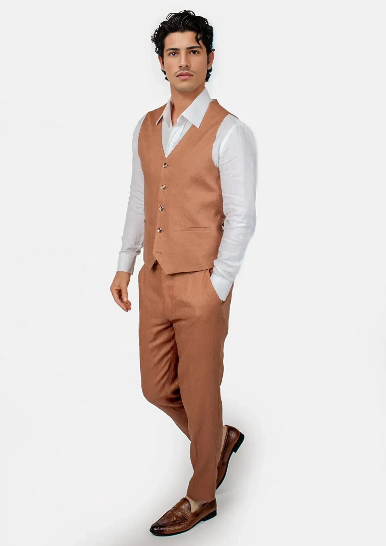 Amber Brown Linen Vest