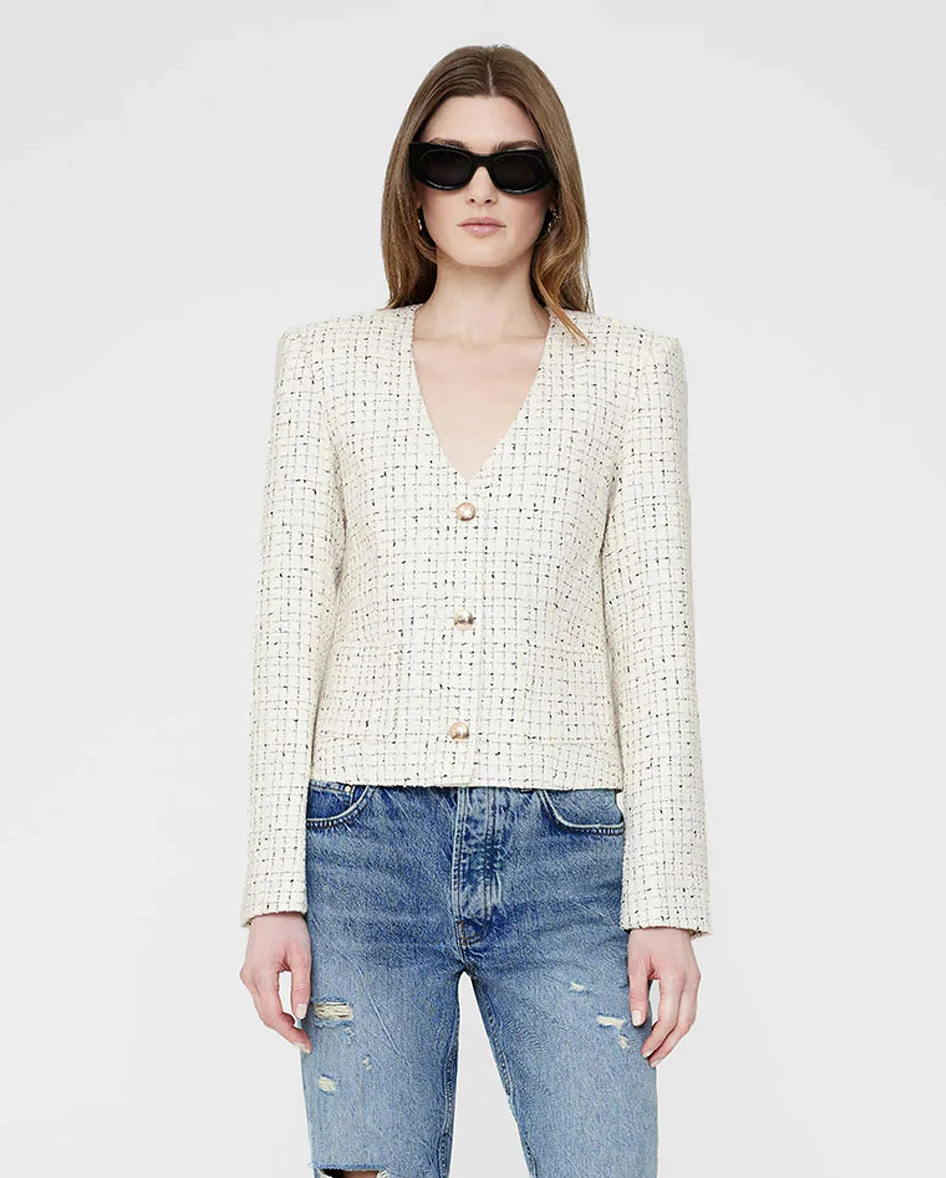 ANITTA JACKET / CREAM AND BLACK TWEED