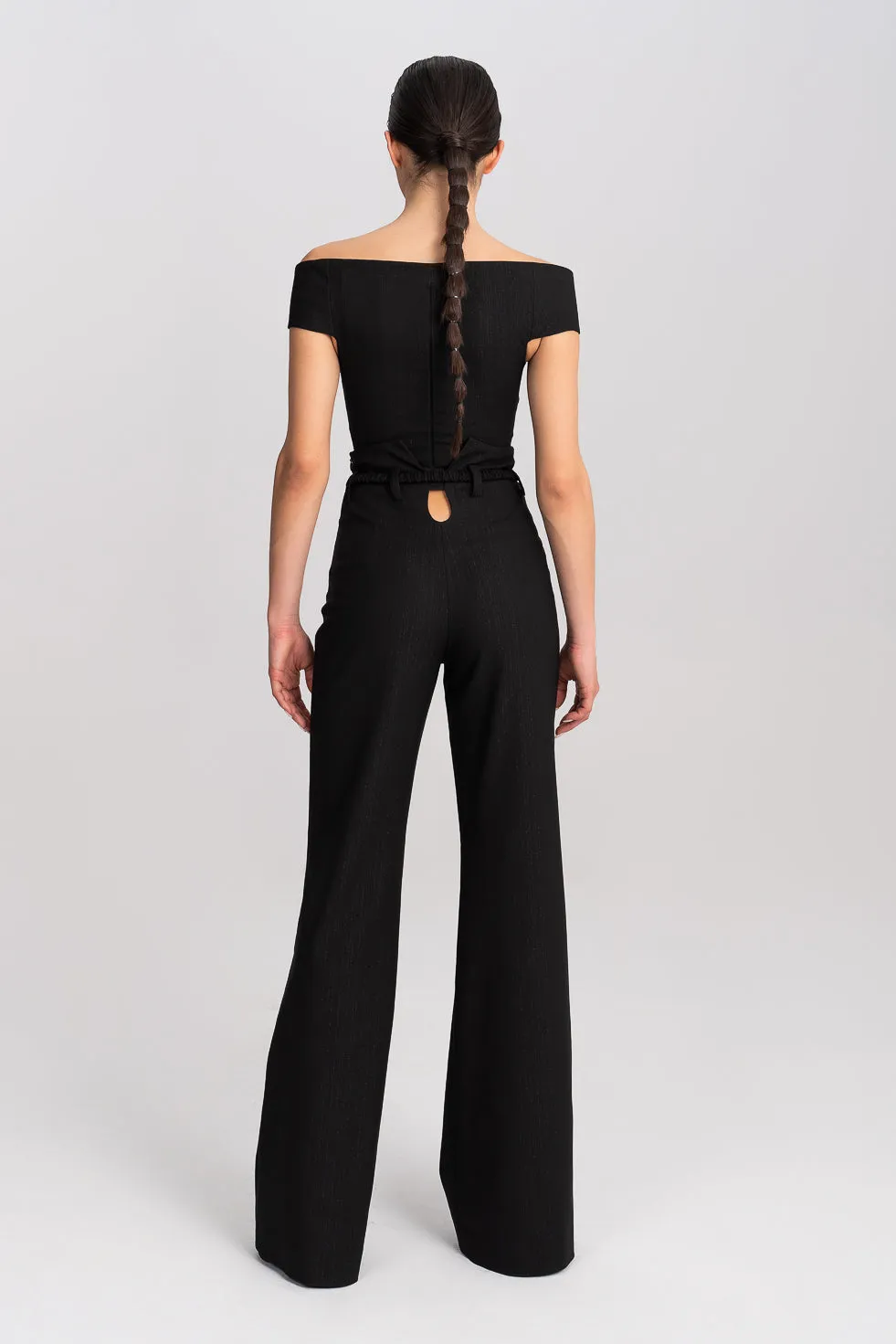 'Aria' Cutout Cotton-Blend Flared Trousers