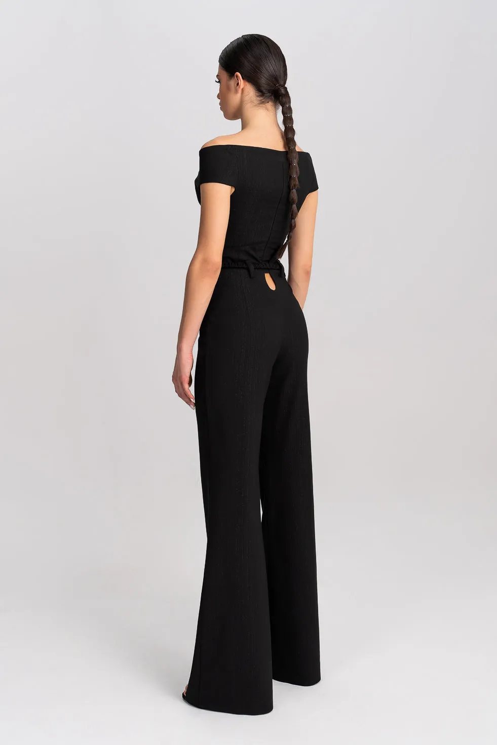 'Aria' Cutout Cotton-Blend Flared Trousers