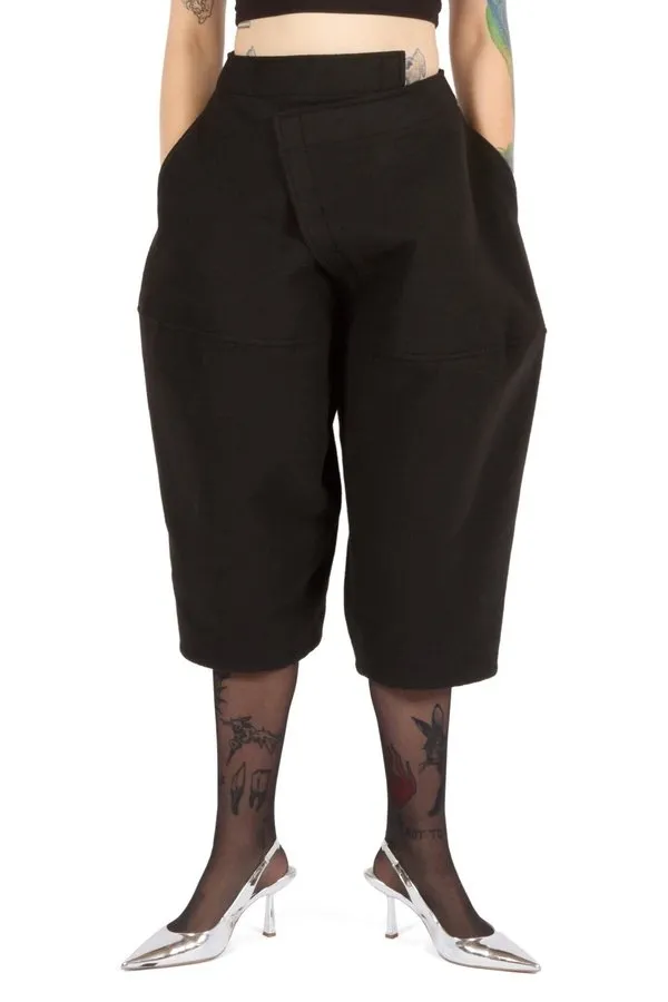 Asymmetric Waist Cropped and Structured Trousers