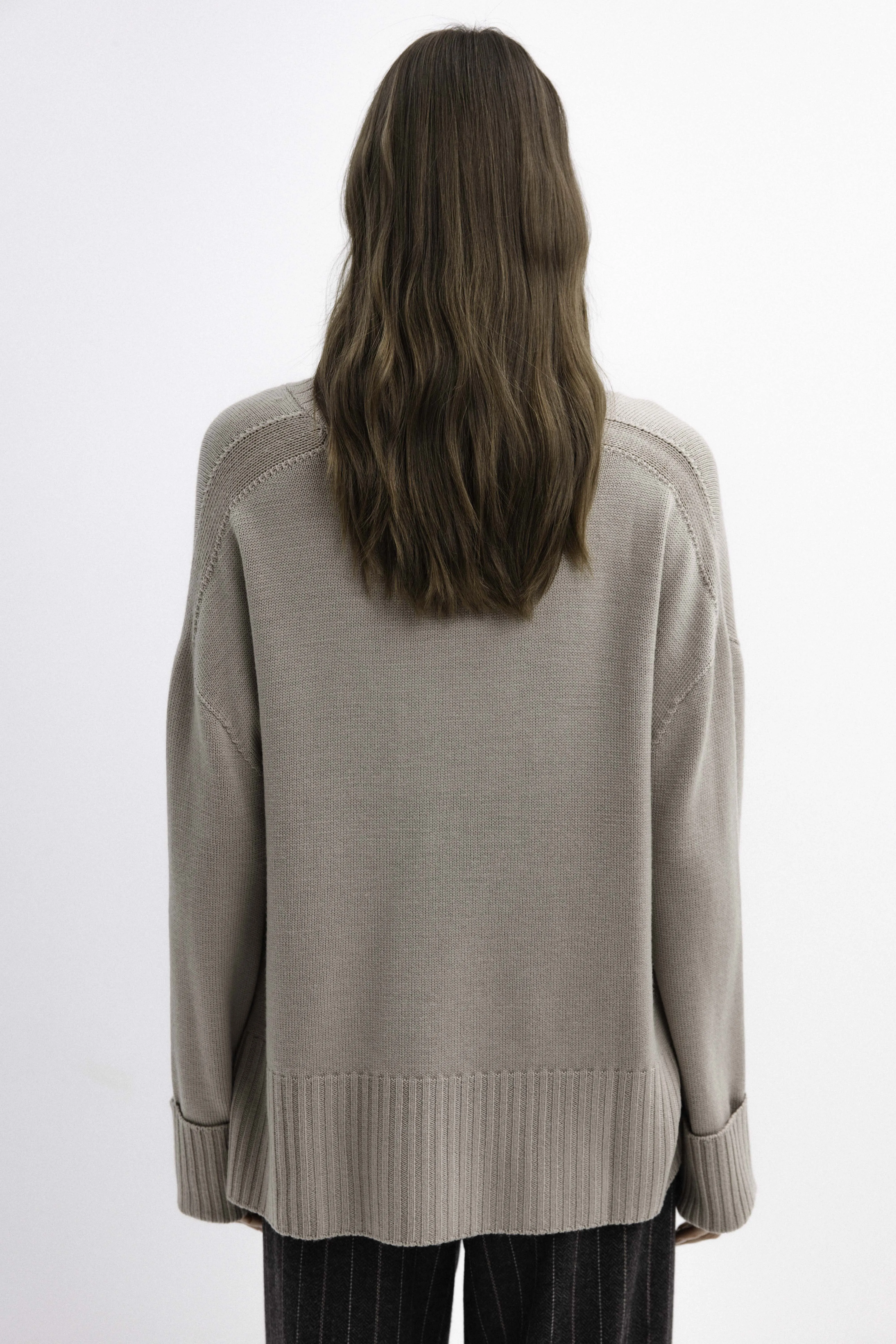 BEIGE OVERSIZED SWEATER WITH MERINO WOOL