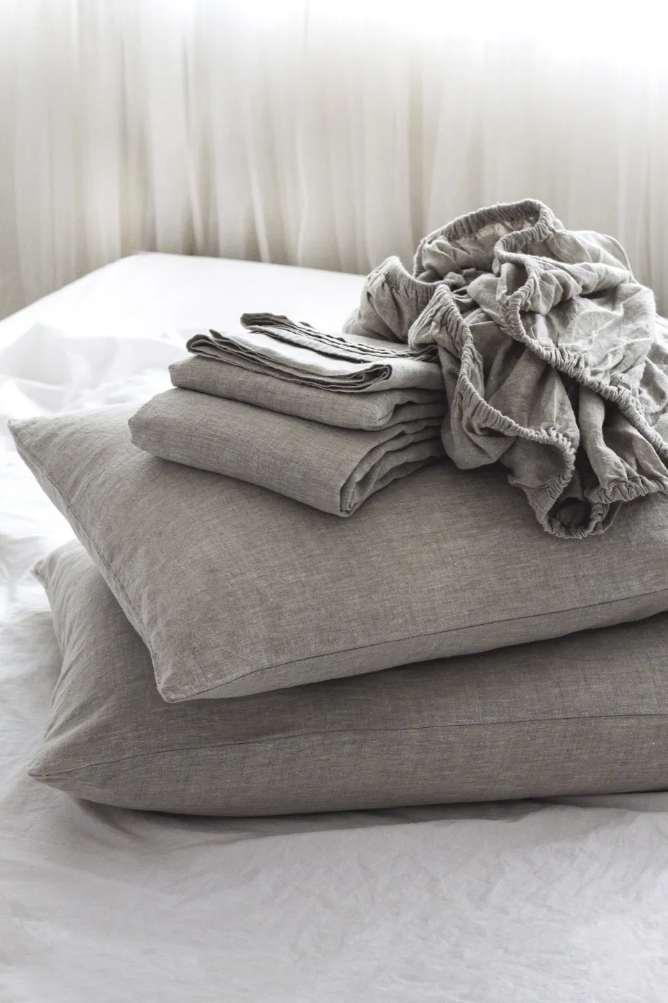 Belgian Washed Linen Queen Natural Duvet Cover Set