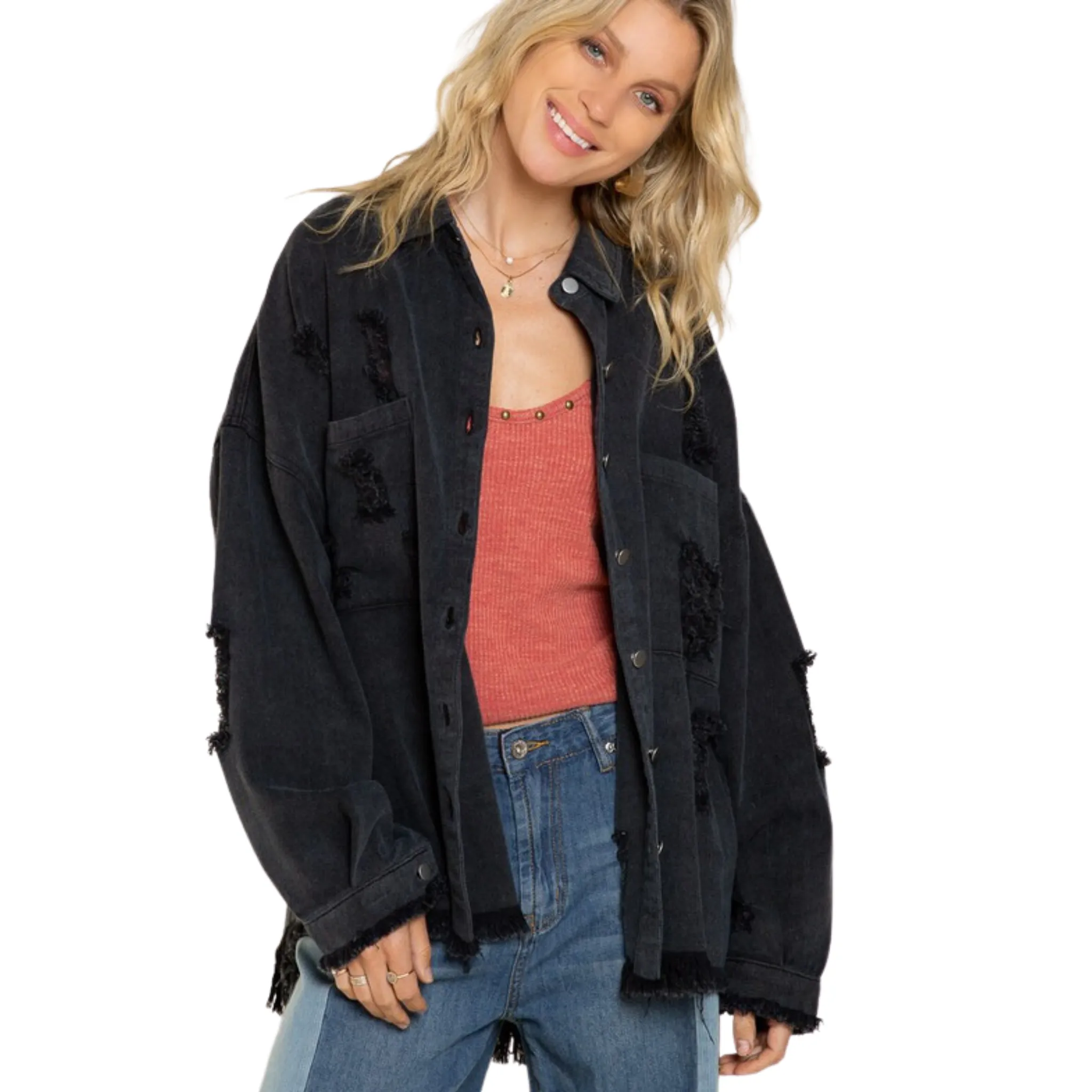 Black Denim Jacket- Plus