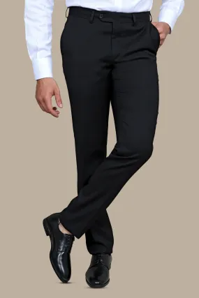 Black Structured Lycra Comfort Trousers