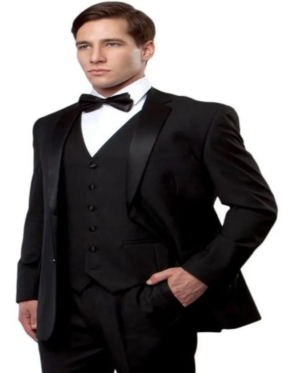 Black Tuxedo - Mens Wedding Suit Regular Fit Matching Pants and Vest - Black Prom Suit