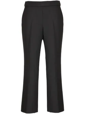 Black Wool Blend Trousers with Logo