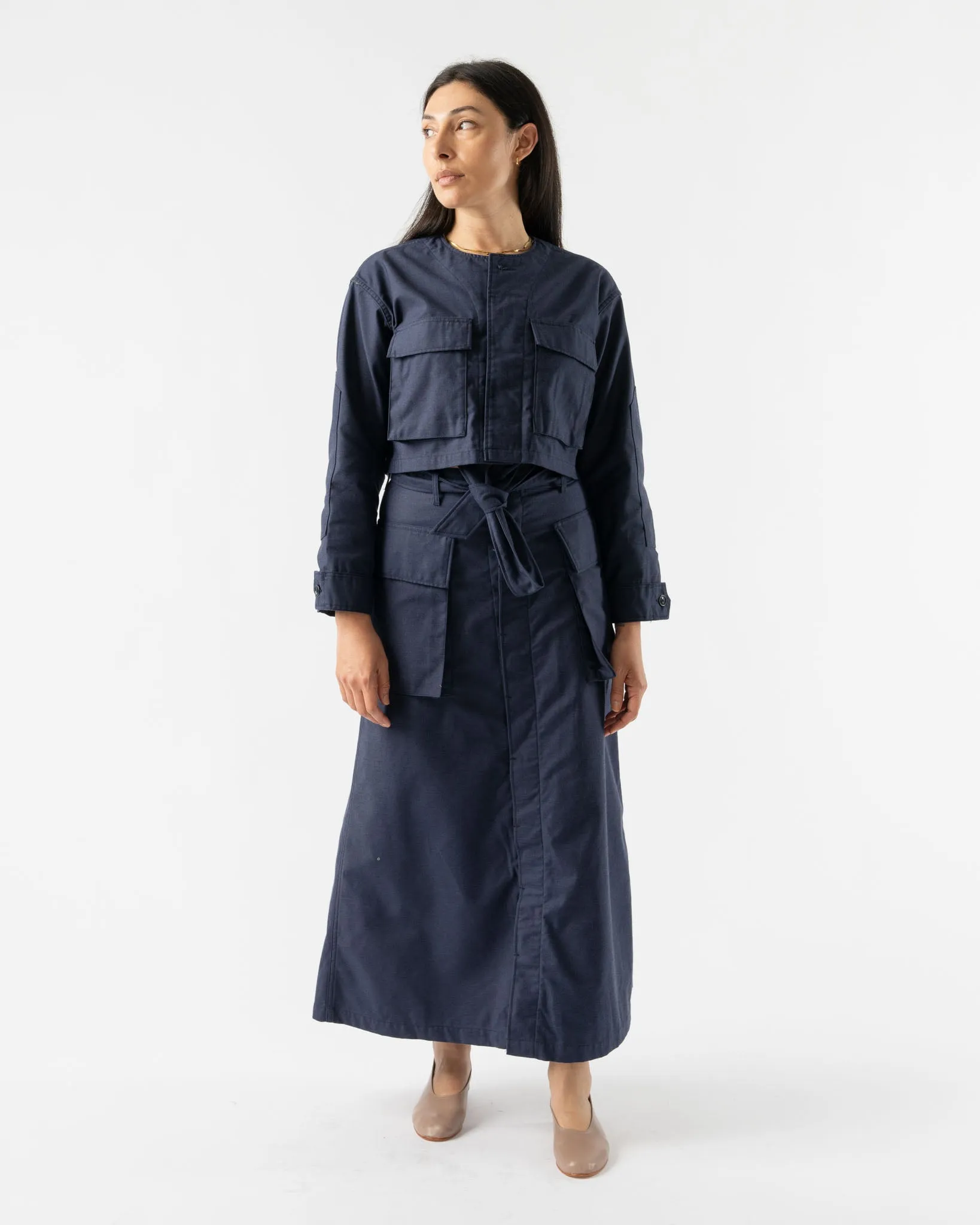 BLANK Cropped BDU Jacket in Navy Nyco Sateen