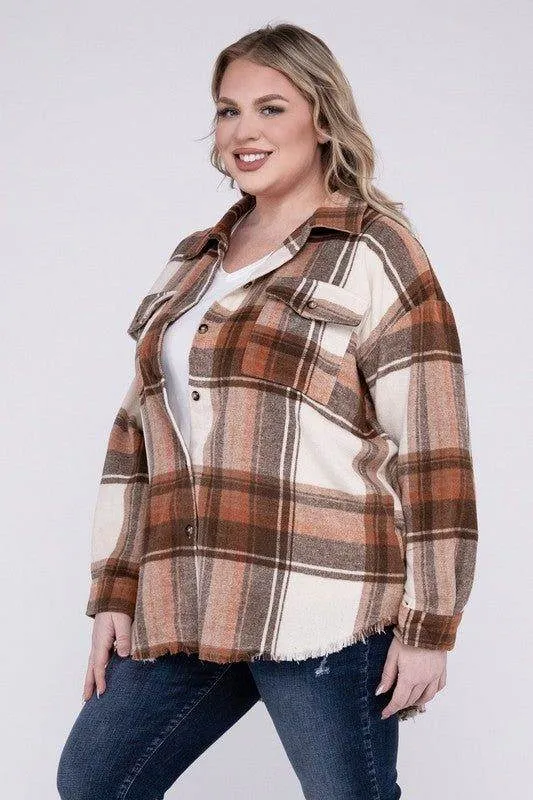 Blue B Plus Size Yarn Dyed Plaid Shirt Jacket