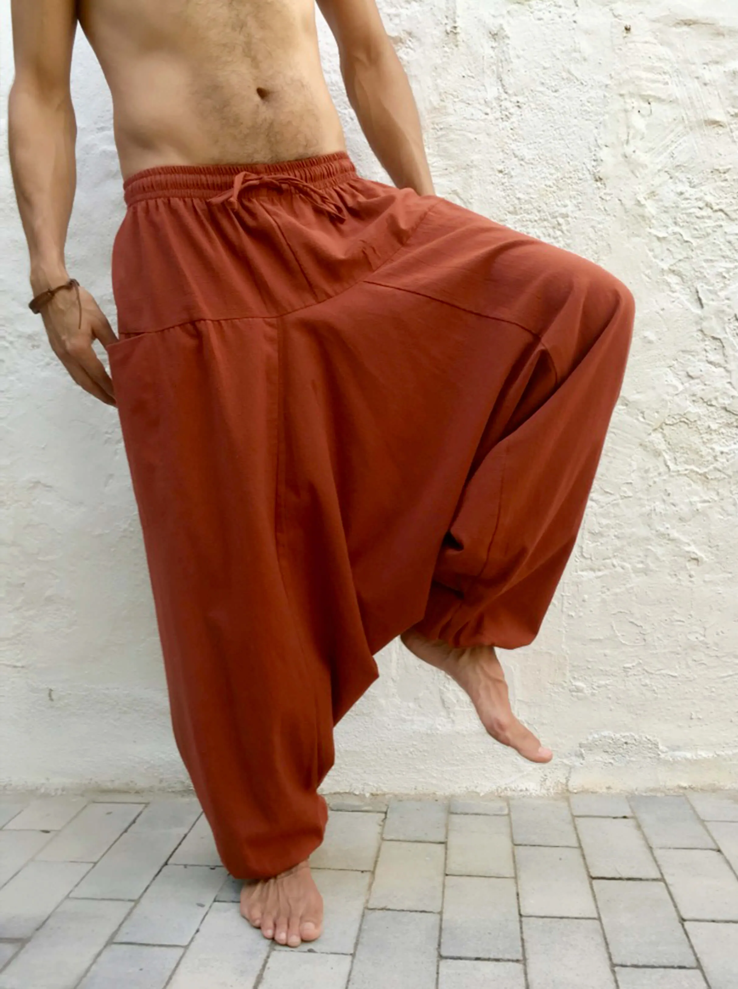 Boho Pants Cotton with Pockets Dark Orange