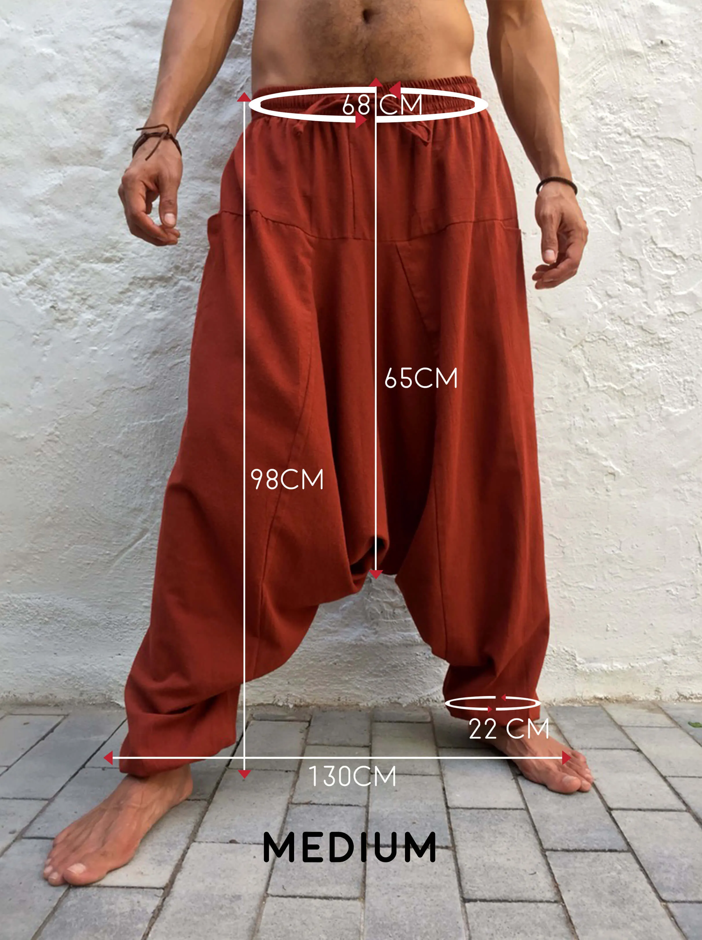 Boho Pants Cotton with Pockets Dark Orange