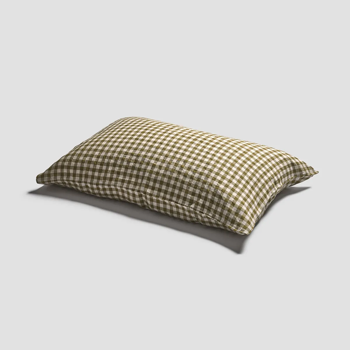 Botanical Green Gingham Linen Blend Pillowcase (Pair)