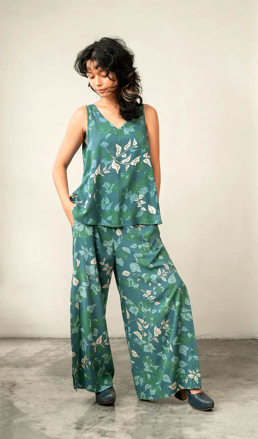 Bougainvillea Moss Wide Leg Pants, 3 Sizes