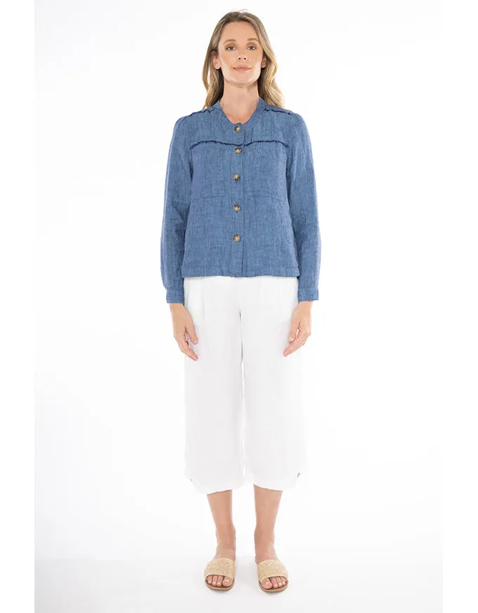 Boxy Linen Jacket Chambray