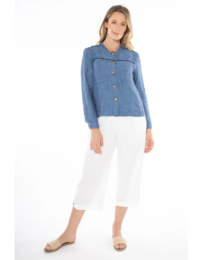 Boxy Linen Jacket Chambray