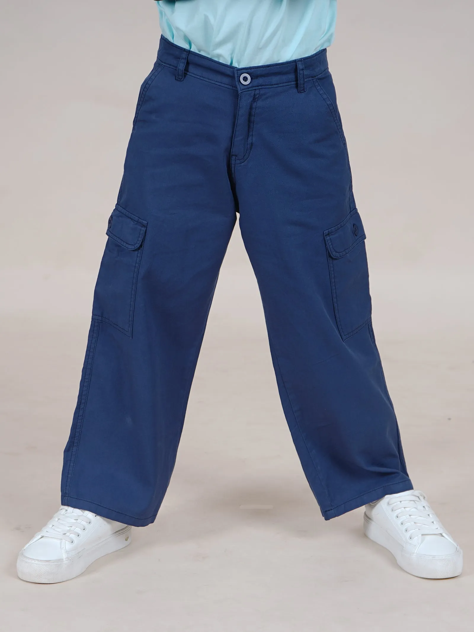 Boys Cotton Full Length Straight Fit Cargo Pant