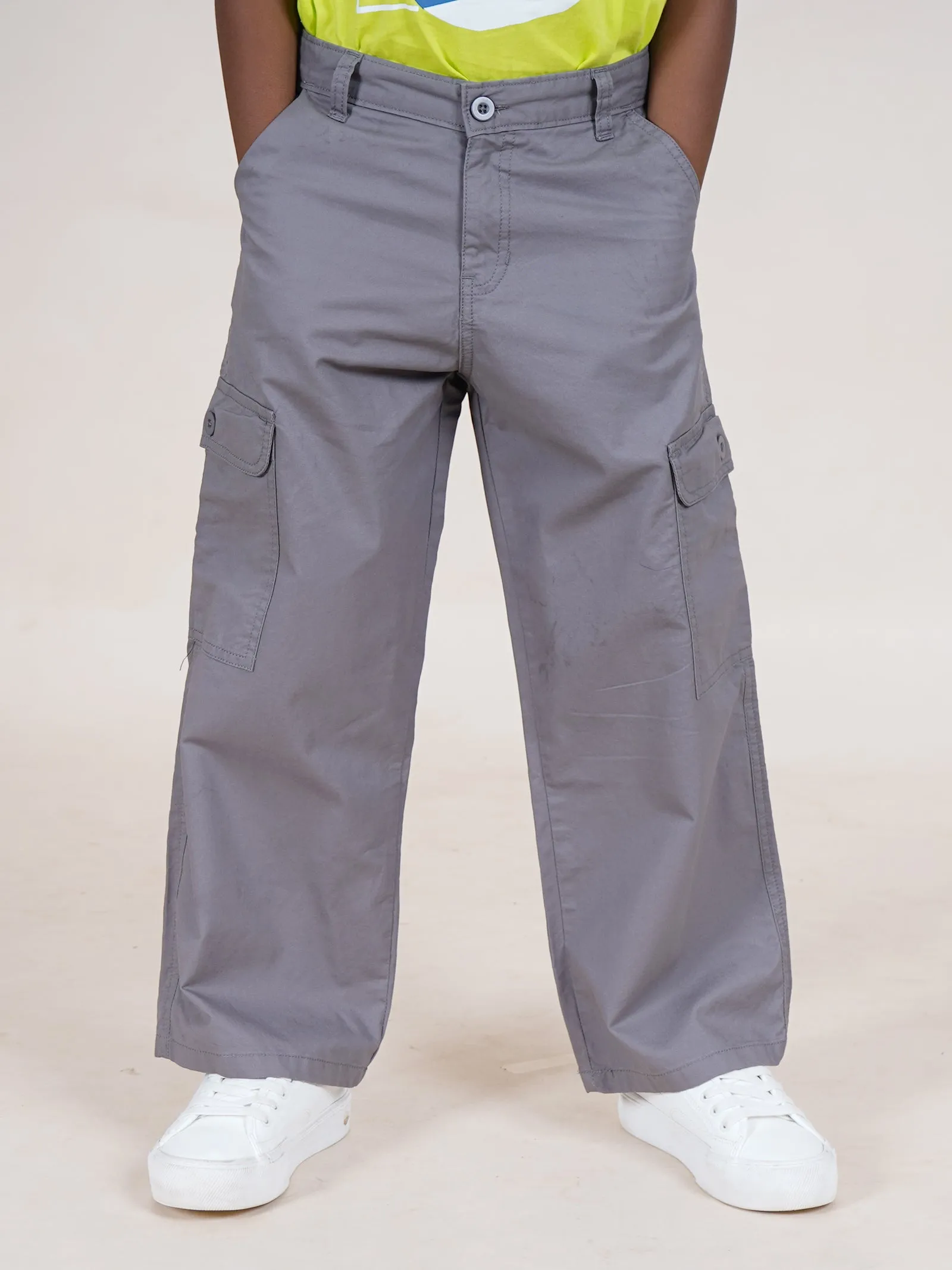 Boys Cotton Full Length Straight Fit Cargo Pant