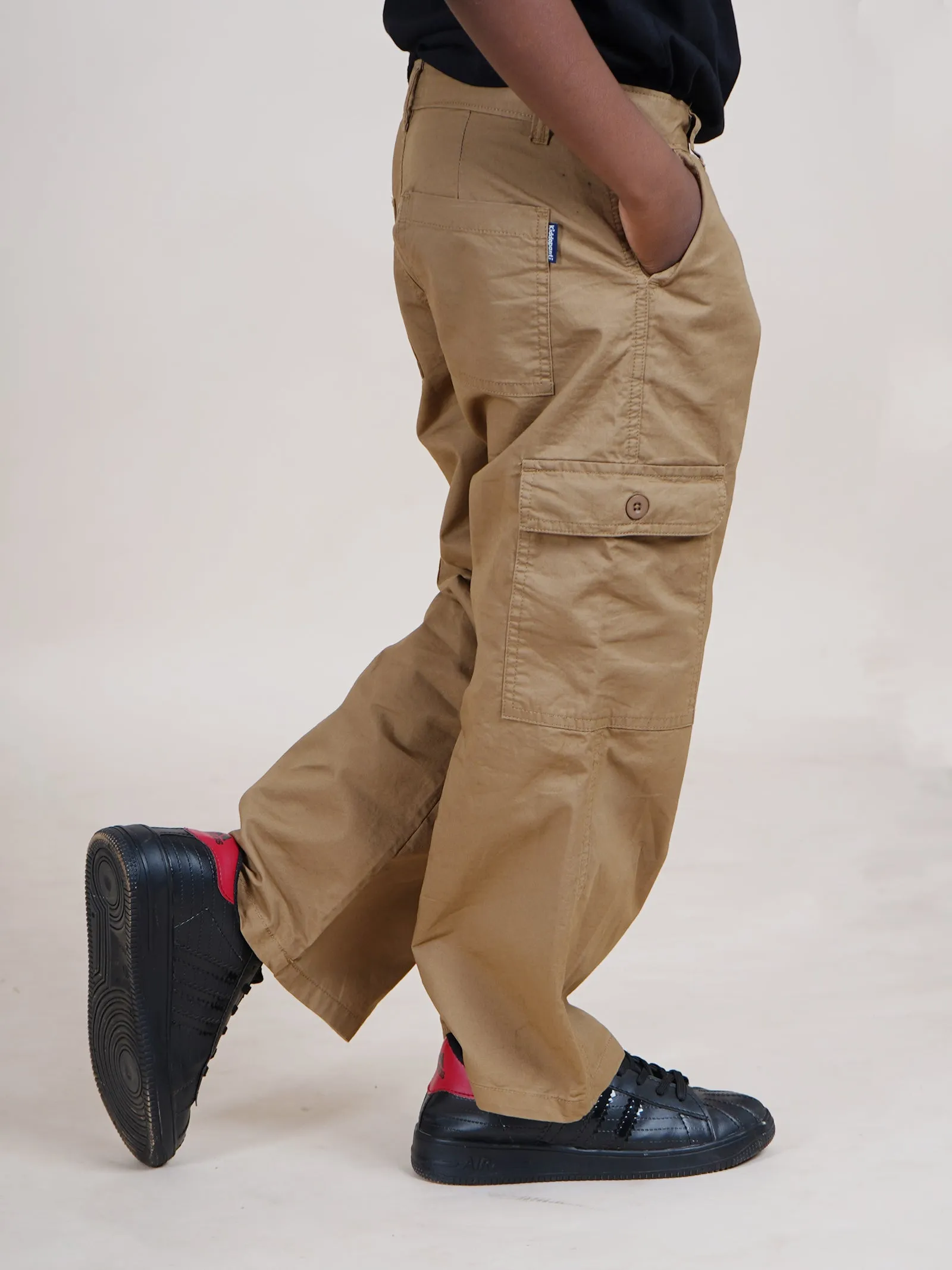 Boys Cotton Full Length Straight Fit Cargo Pant