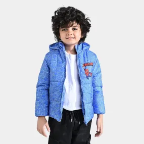 Boys Mix Taffeta Quilted Jacket Character-Printed