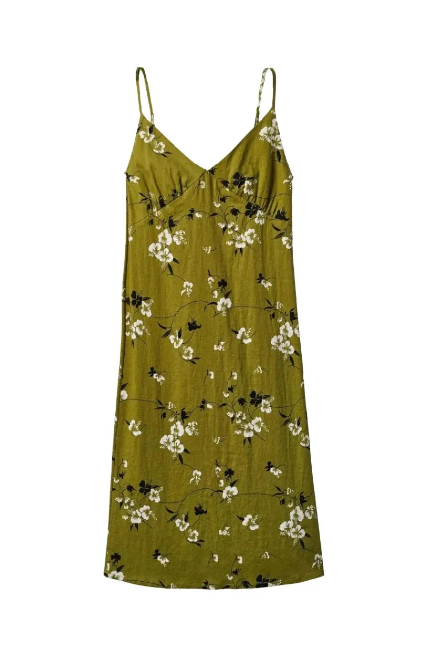 BRIXTON Women's Lanai Linen Midi Dress Moss