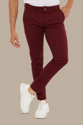 Burgundy Bliss: Slim Fit Chino Trousers