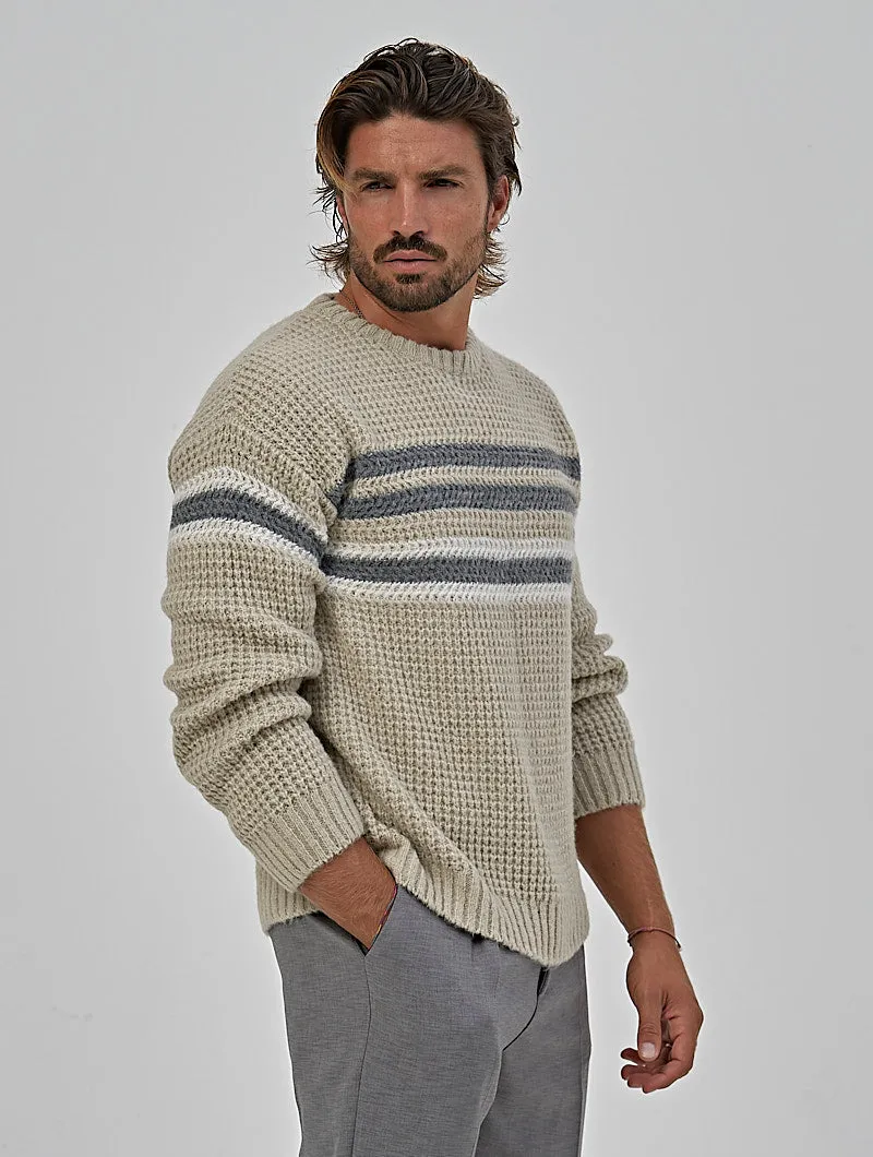 CALVIN CREWNECK SWEATER IN BEIGE