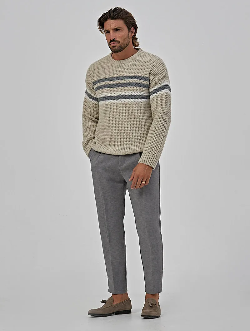 CALVIN CREWNECK SWEATER IN BEIGE