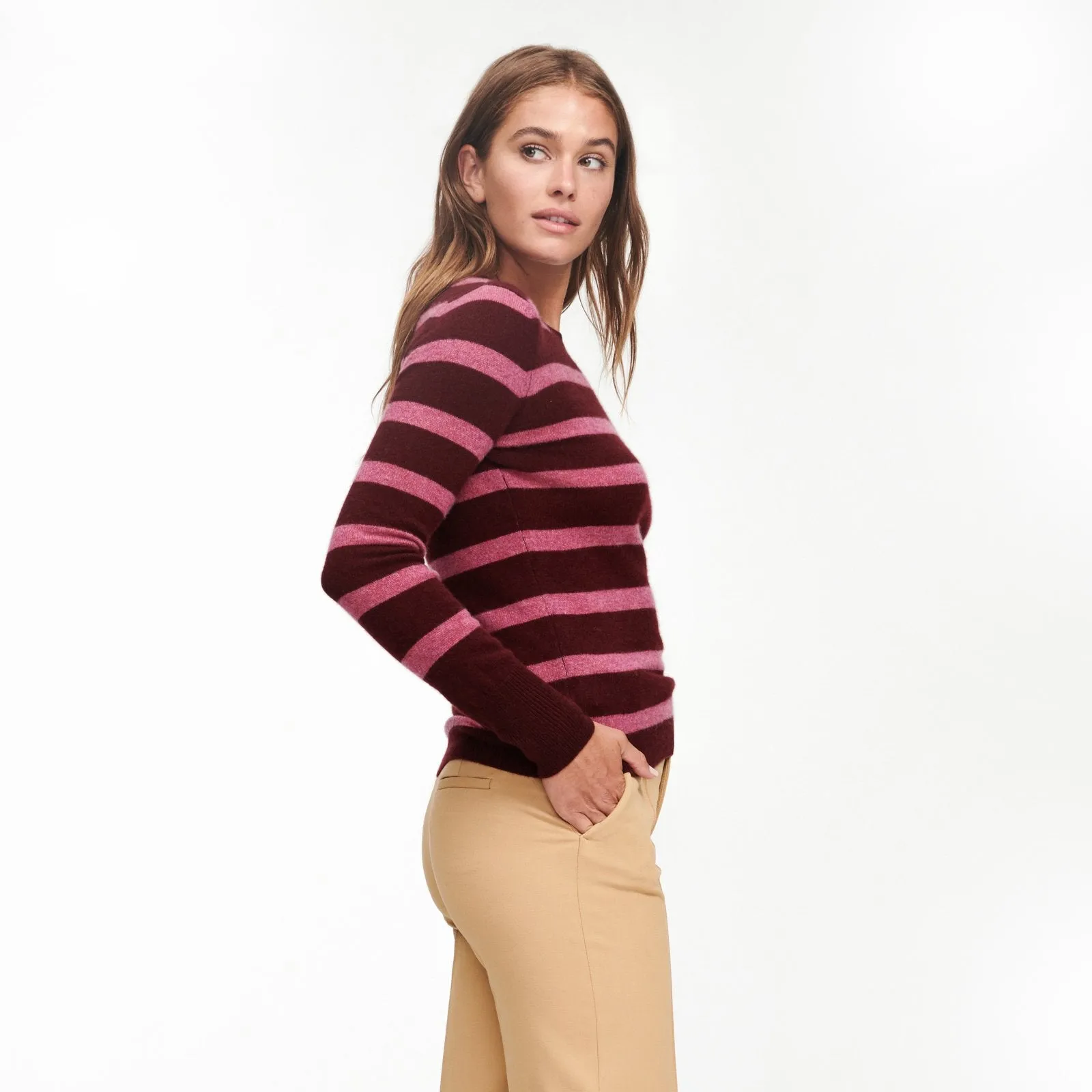 Cashmere Striped Crewneck Sweater