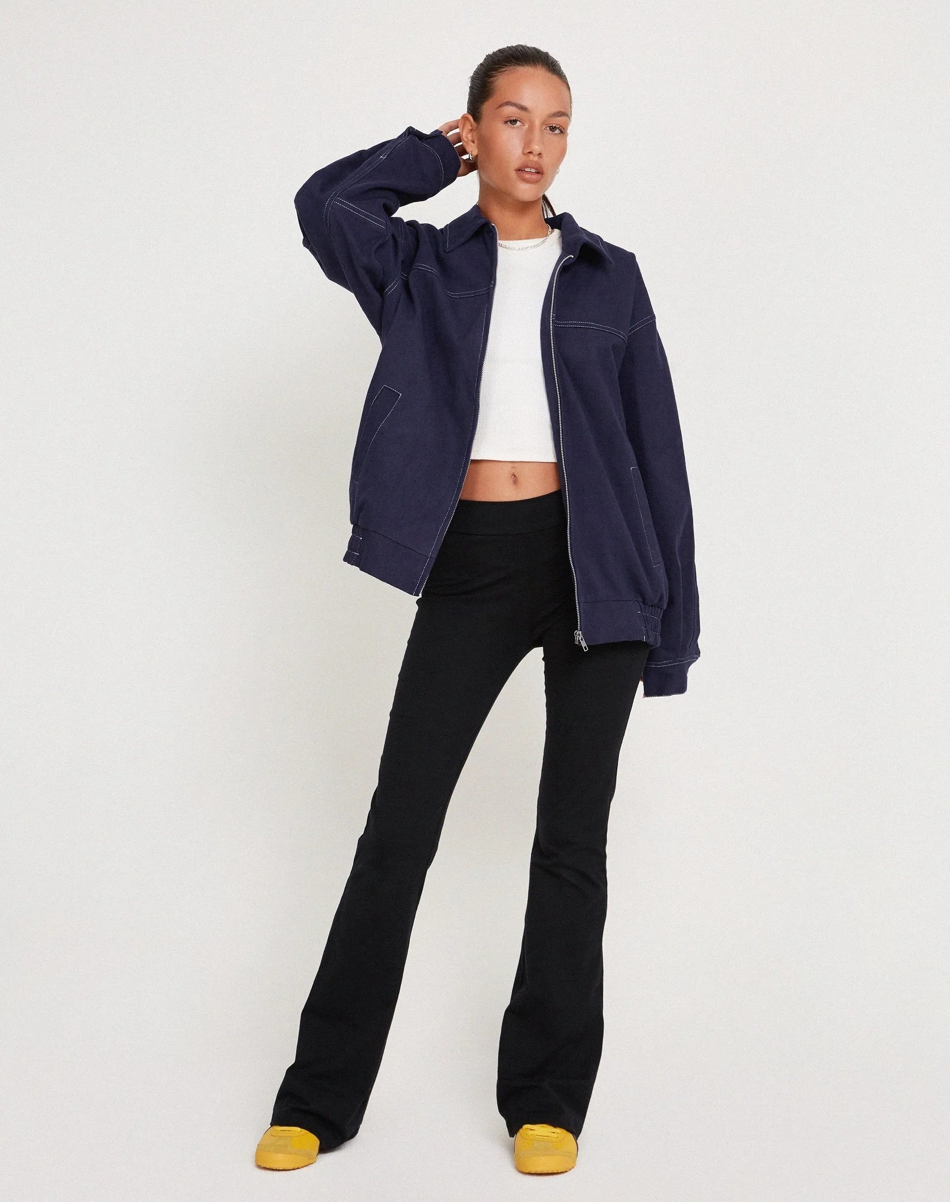 Cavitana Jacket in Deep Blue with White Top Stitch