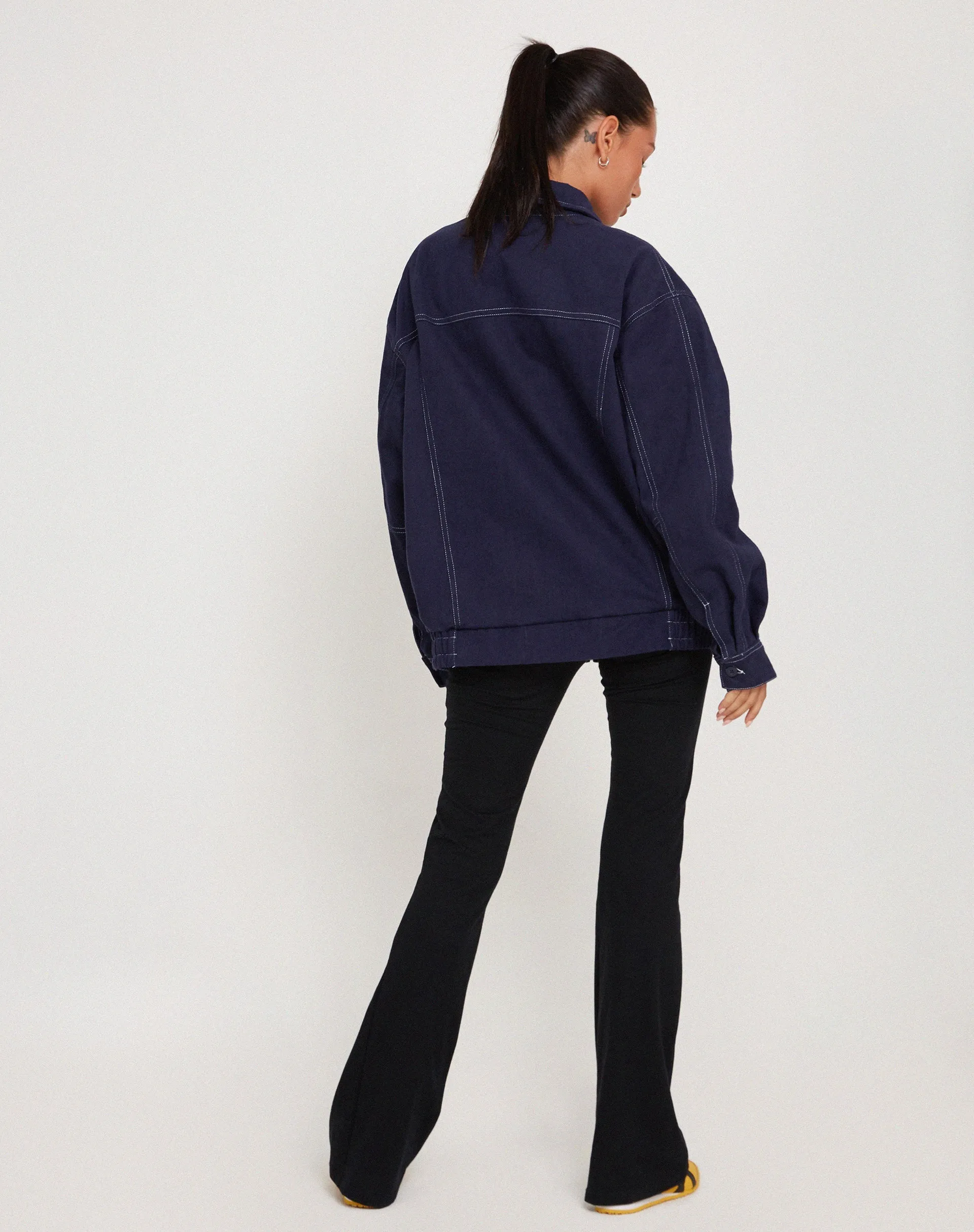 Cavitana Jacket in Deep Blue with White Top Stitch