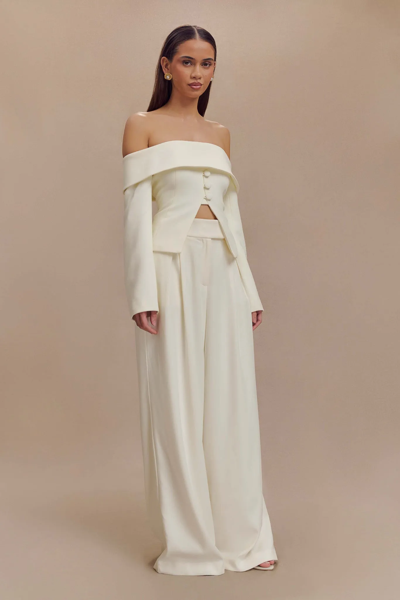 Celene Off Shoulder Jacket - Ivory