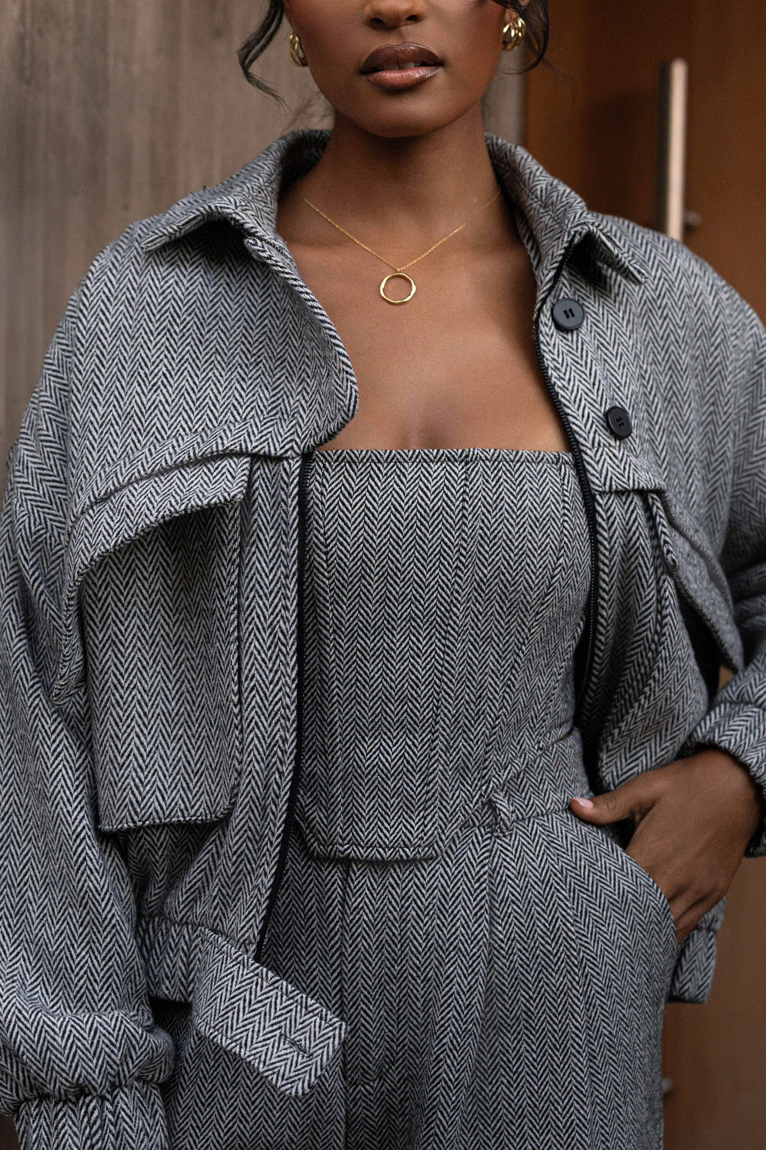 Classic Herringbone Corset Top