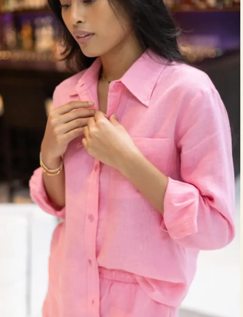 Classic Linen Shirt in French Pink