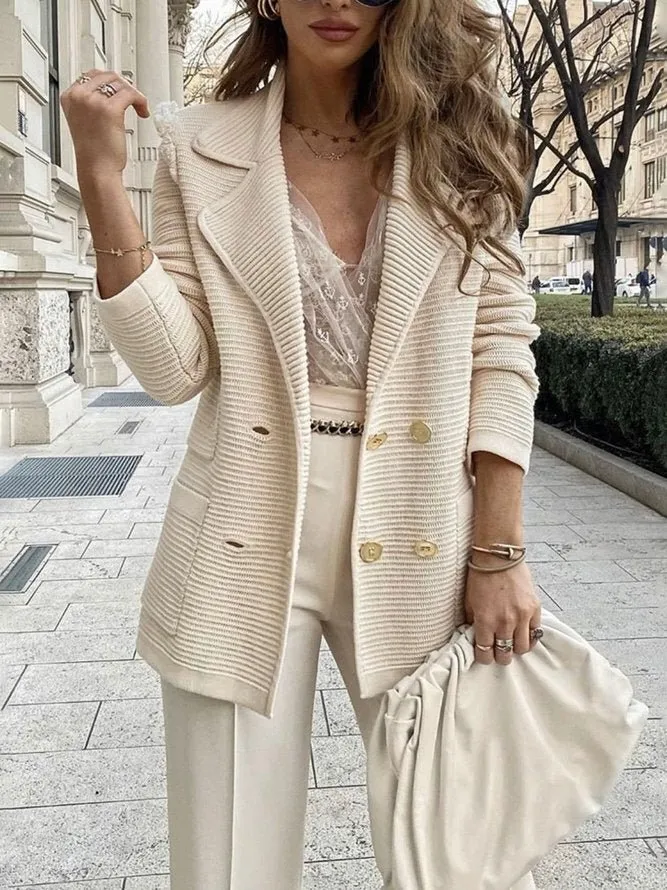 Classic Ribbed Knit Blazer