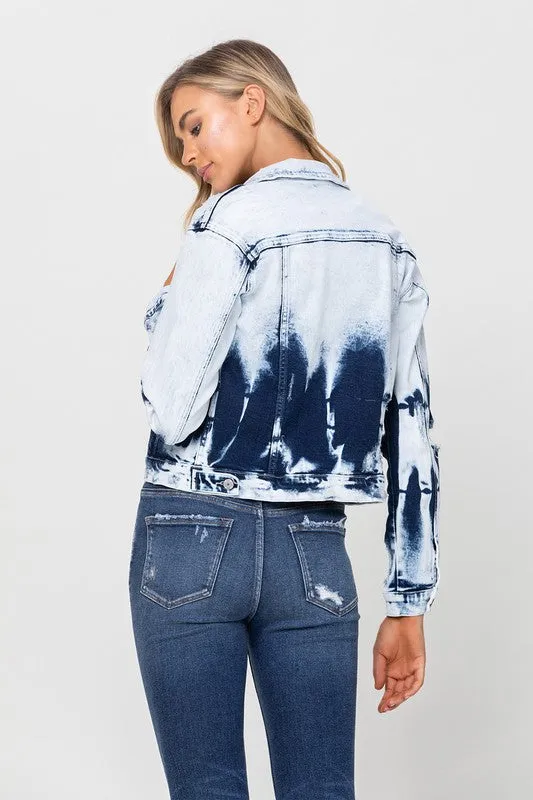 Classic Tie Dye Crop Denim Jacket - Vervet - Final Sale