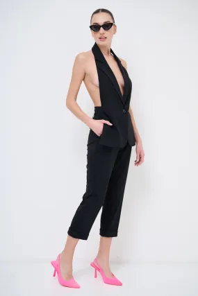 Cropped tailored trousers with rolled cuffs wholesale