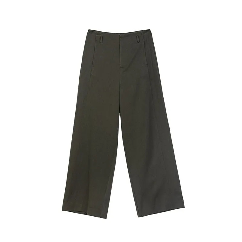 Dark Green Wide Leg Suit Pants