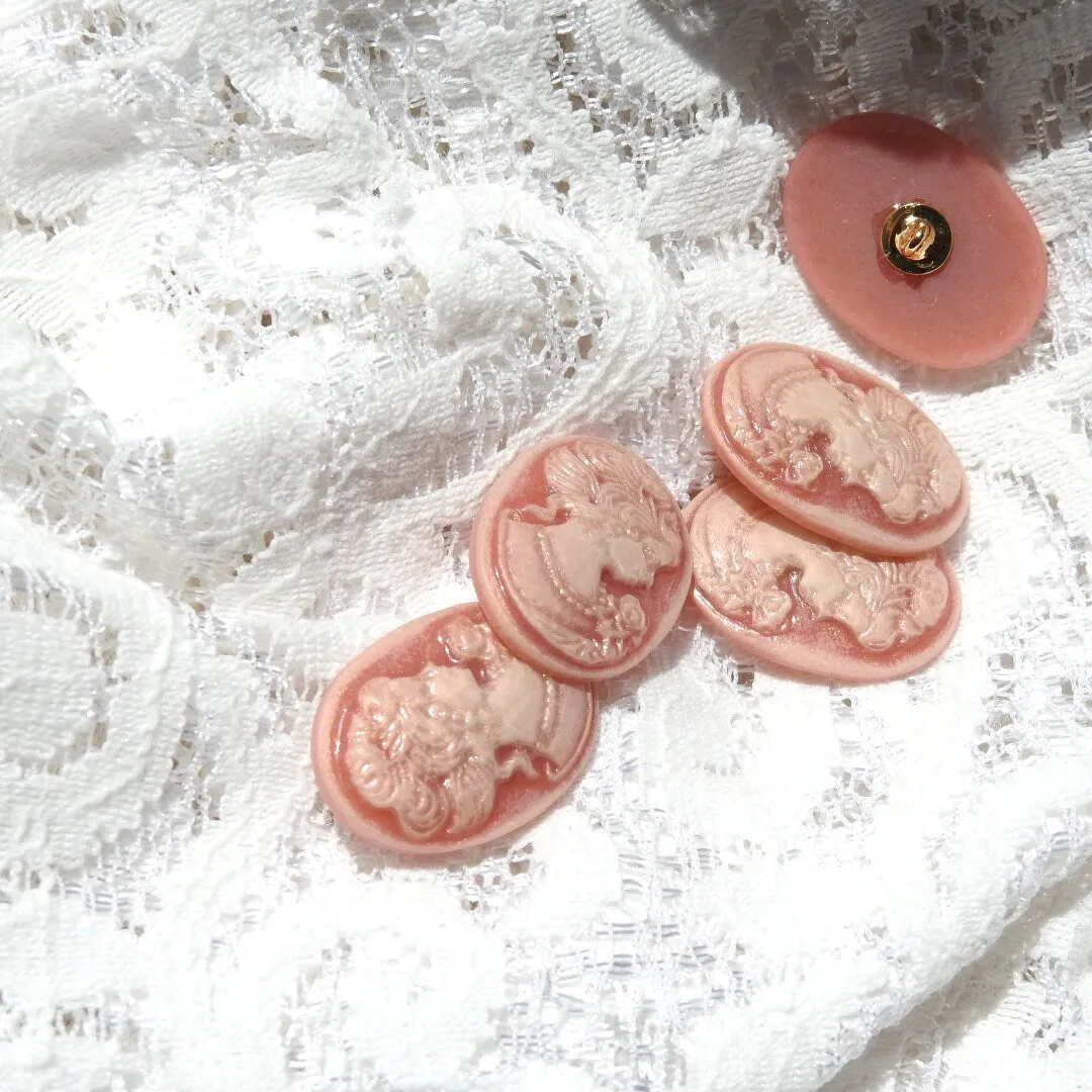 Decorative Cameo Pink Oval Buttons