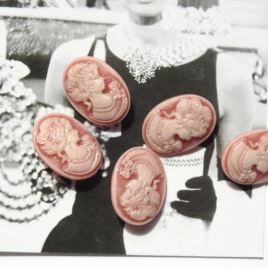 Decorative Cameo Pink Oval Buttons