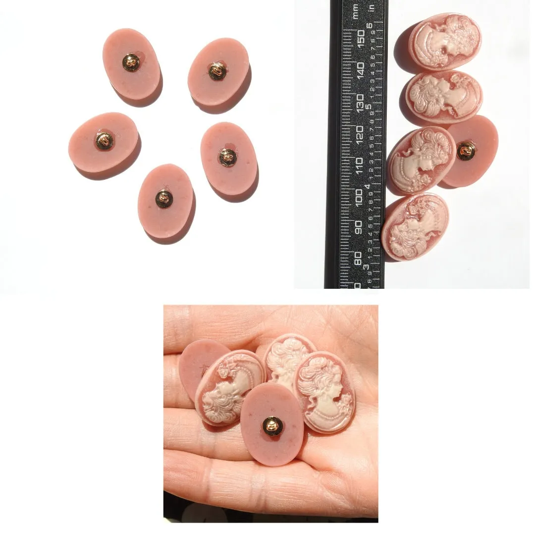 Decorative Cameo Pink Oval Buttons