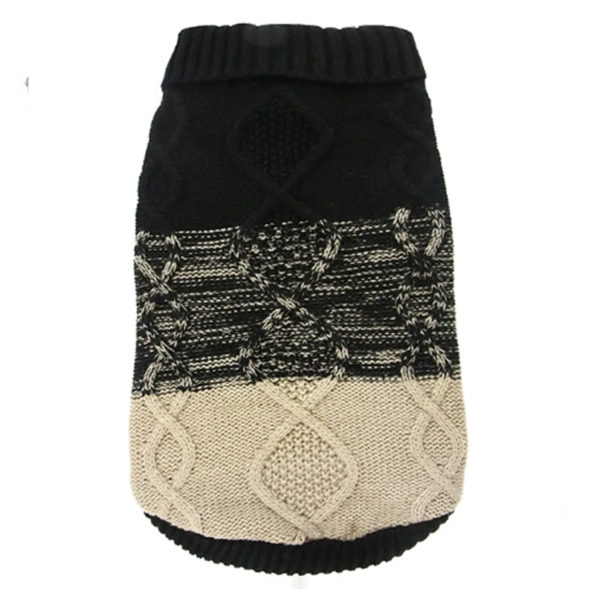 Designer Knitted Dog Jumper Black Beige